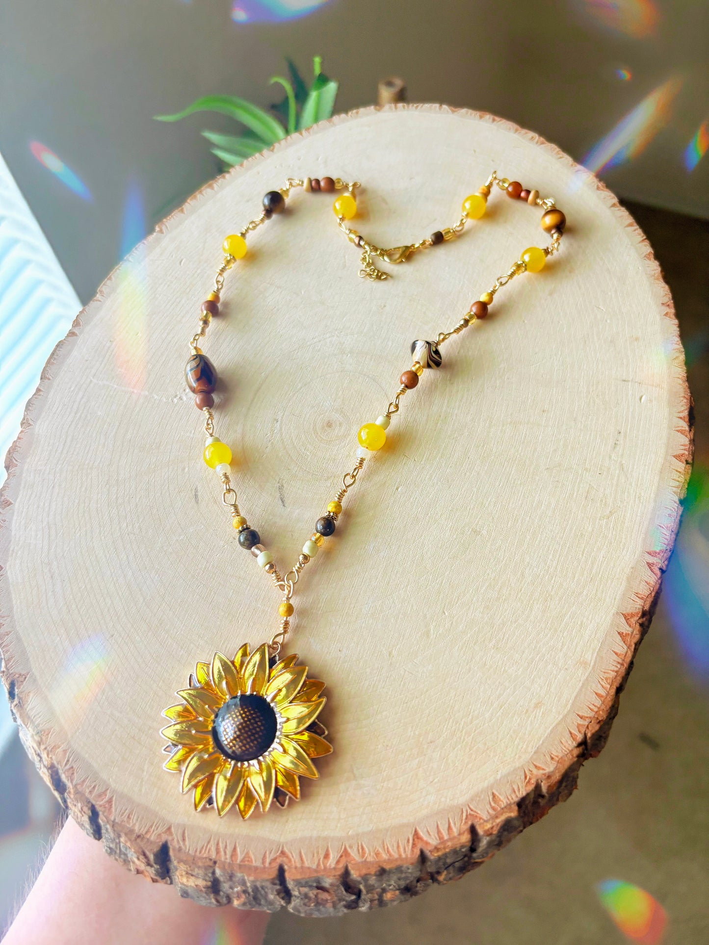 "Golden Sunflower" ~ Crystal Beaded Necklace