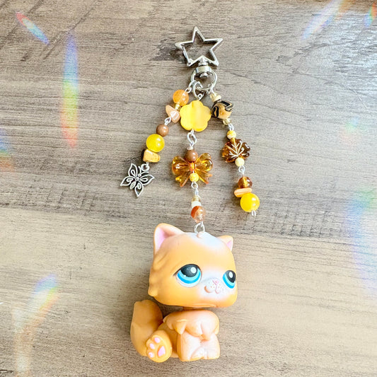 Handmade Orange Cat Lps Keychain