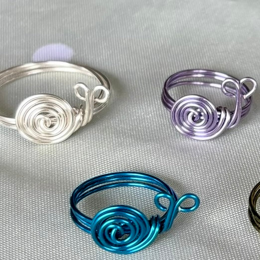 "Enchanted Snail" Spiral Wire wrapped Ring - Electric Blue