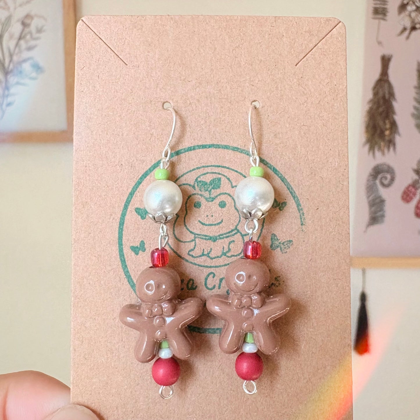 Gingerbread Holiday Dangle Earrings