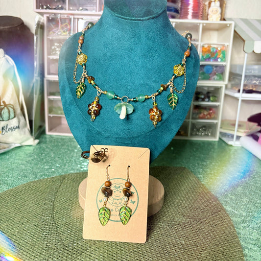 Green Mushroom Forest Necklace