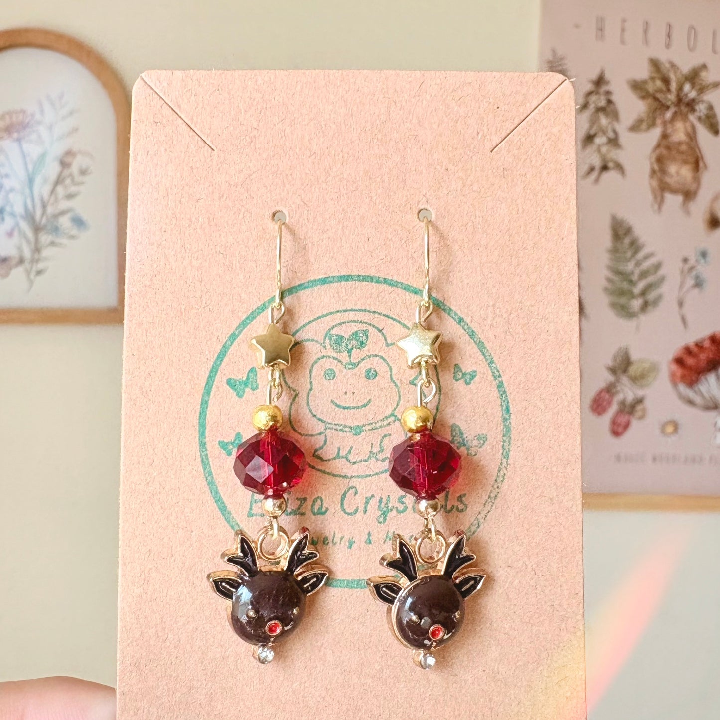 Reindeer Holiday Dangle Earrings