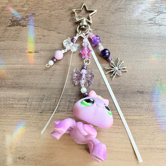 Handmade Purple Spider Lps Keychain