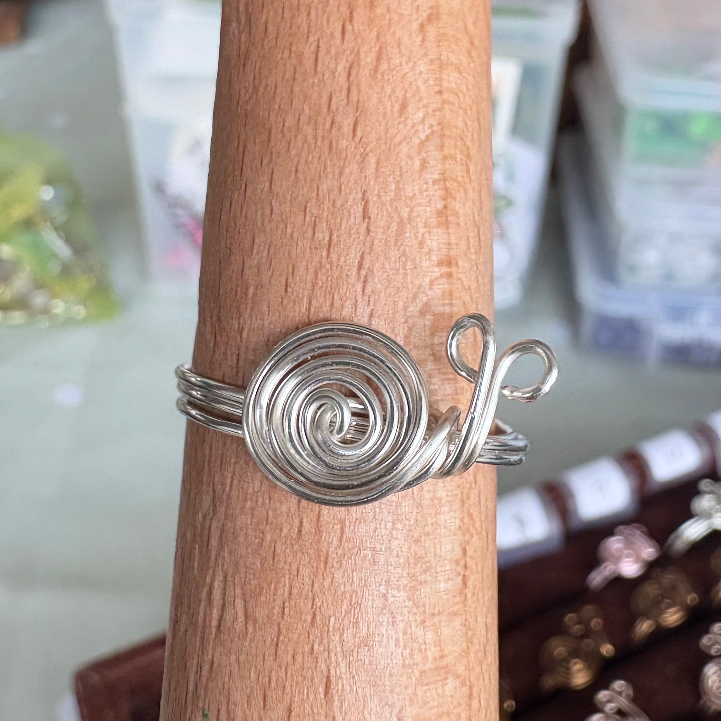 "Enchanted Snail" Spiral Wire wrapped Ring - Silver