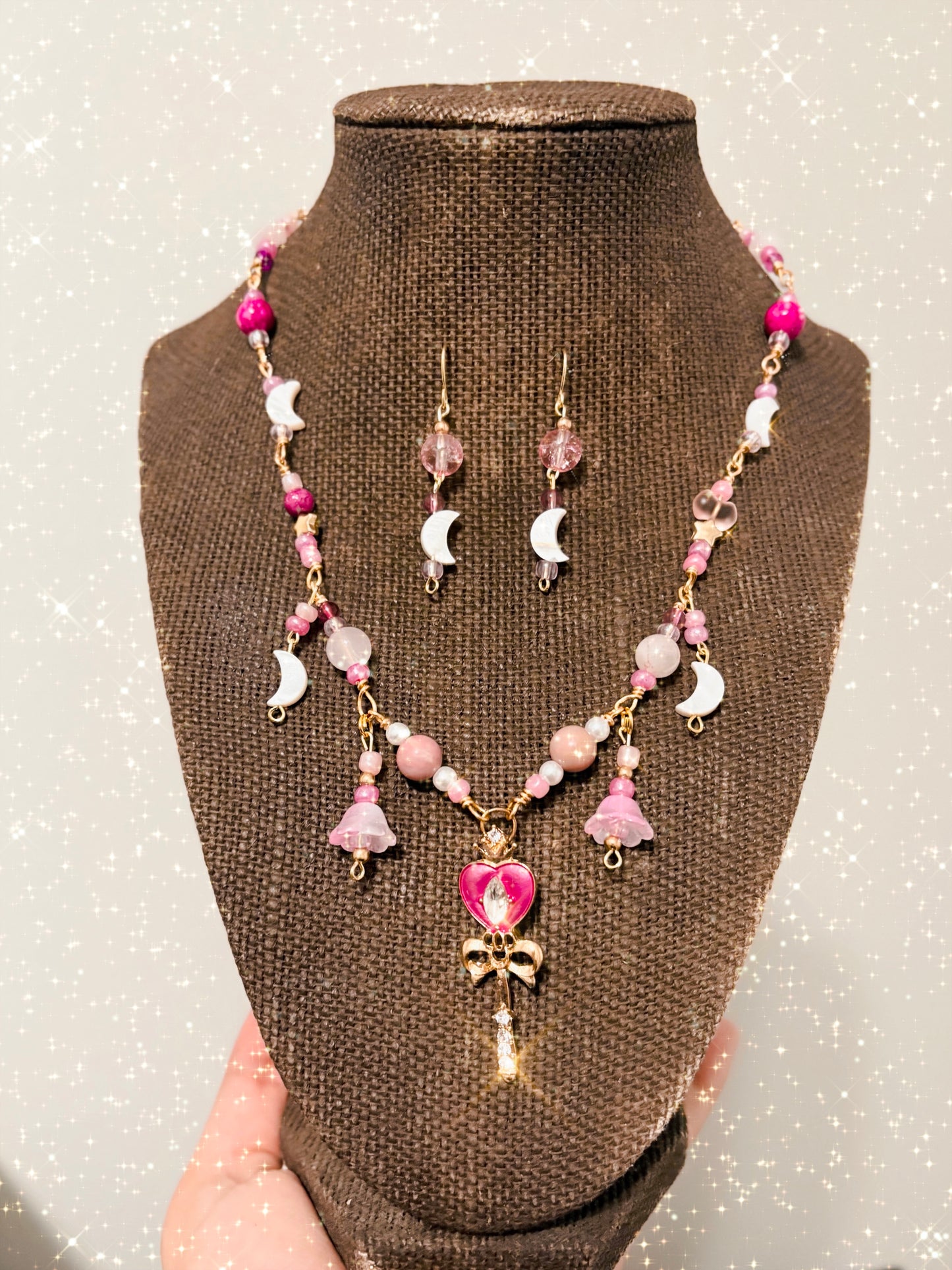 "Pretty Pink Guardian" Sailor Moon inspired Jewelry Set