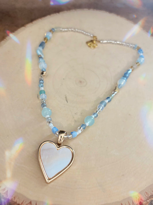 “ Heart of pearl” - blue beaded necklace
