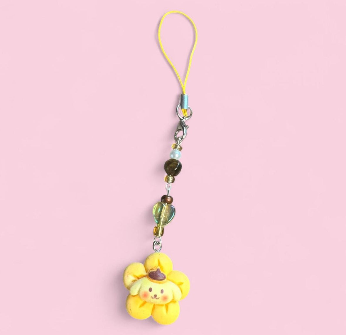 Cute flower pom pom purin kawaii phonecharm