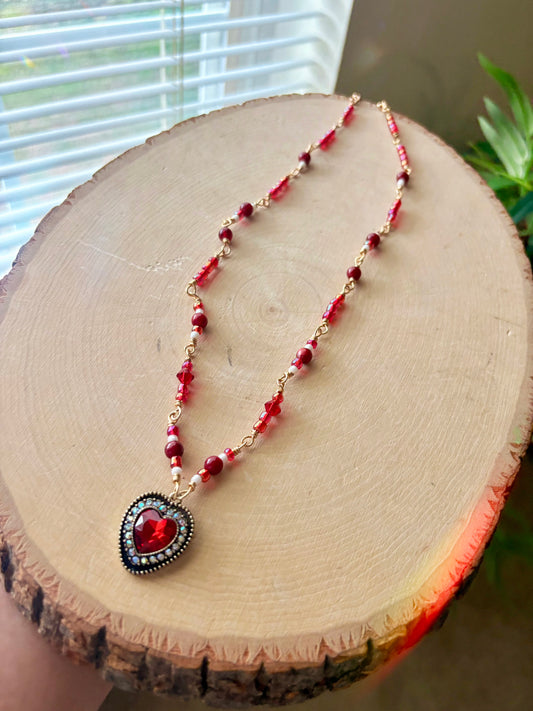 “Queen of Hearts” - gold plated beaded necklace