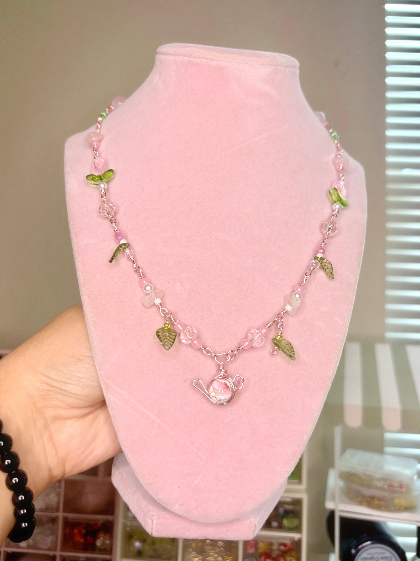 "Fairy’s Garden Brew" - silver plated beaded fairycore Necklace🌸