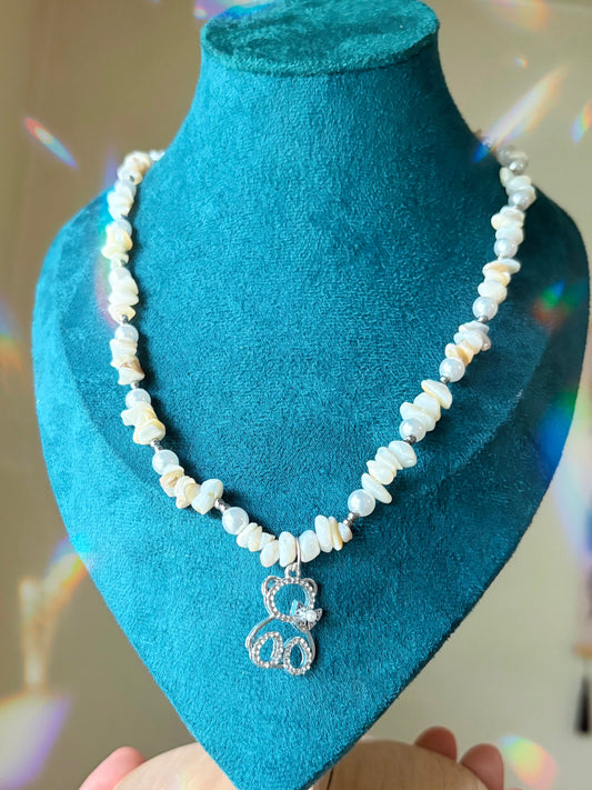 “Beary Cute” Quartz beaded necklace