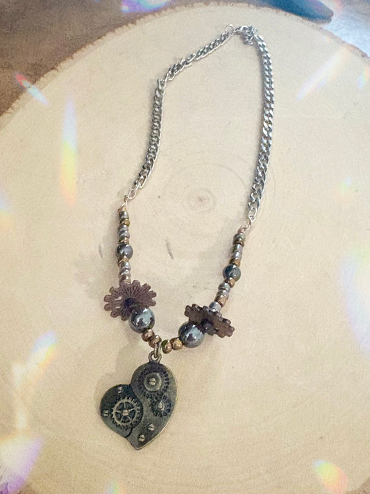 "Gearheart" - stainless steel chain necklace