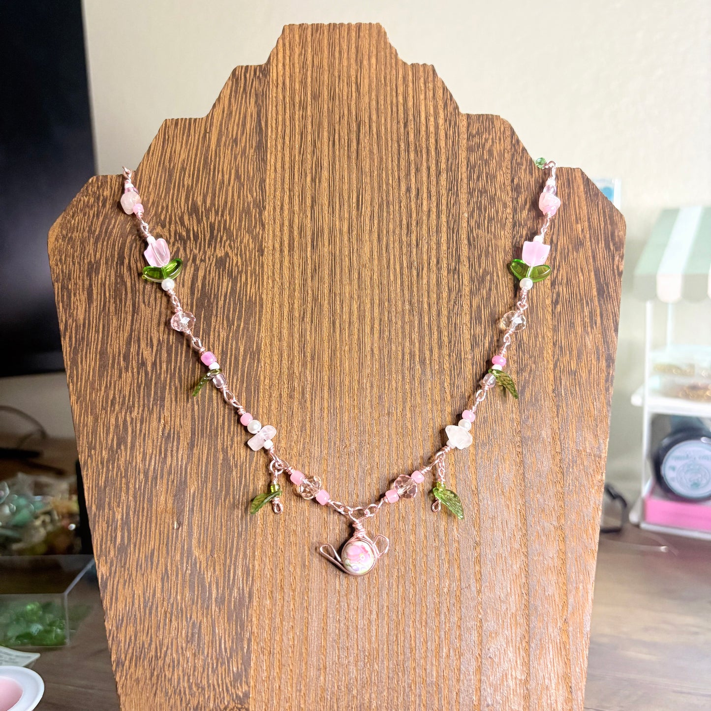 "Fairy’s Garden Brew" - silver plated beaded fairycore Necklace🌸