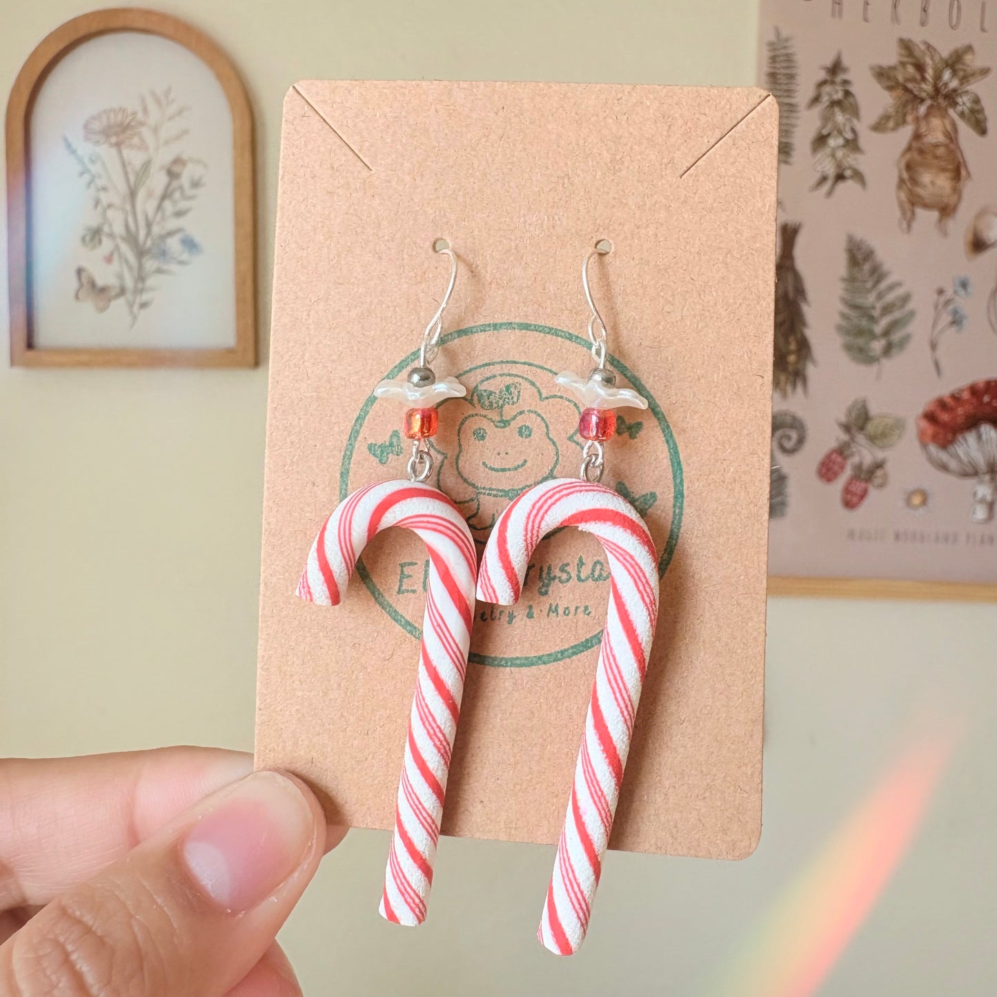 Candy Cane Holiday Dangle Earrings