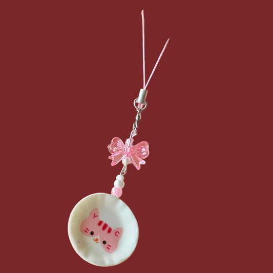 Cute pink cat plate phonecharm
