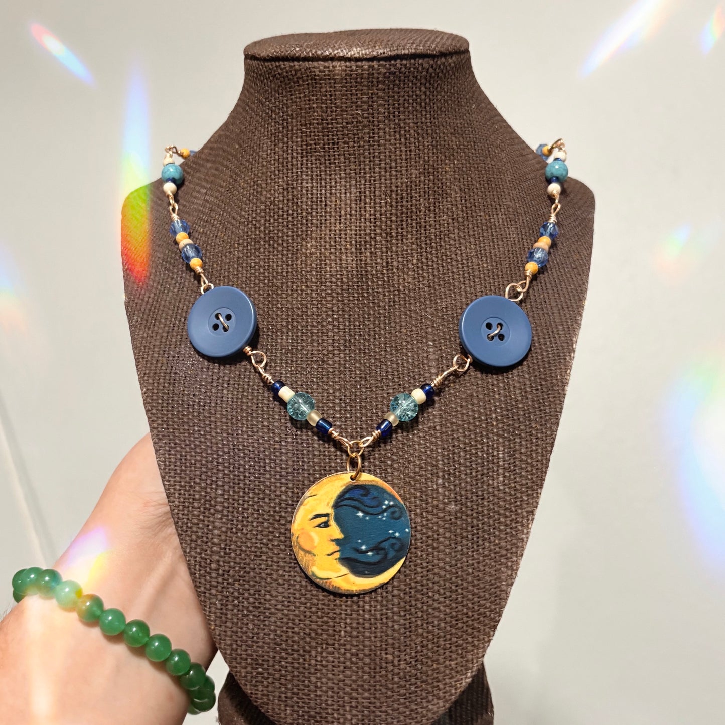 Starry Night Moon Charm Necklace