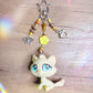 Handmade LPS Beige Y2K Cat Keychain: Beaded Charm