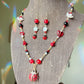 Whimsical Ladybug Jewelry ~ Gold Plated Wire Wrapped Necklace and Earrings Jewelry Set