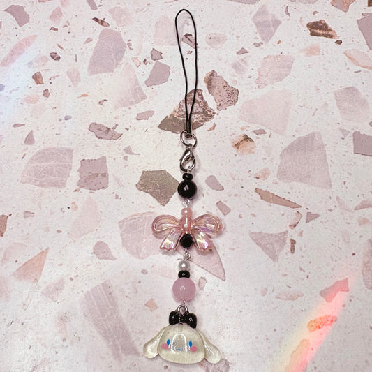 Cinnamoroll pink bow phone charm