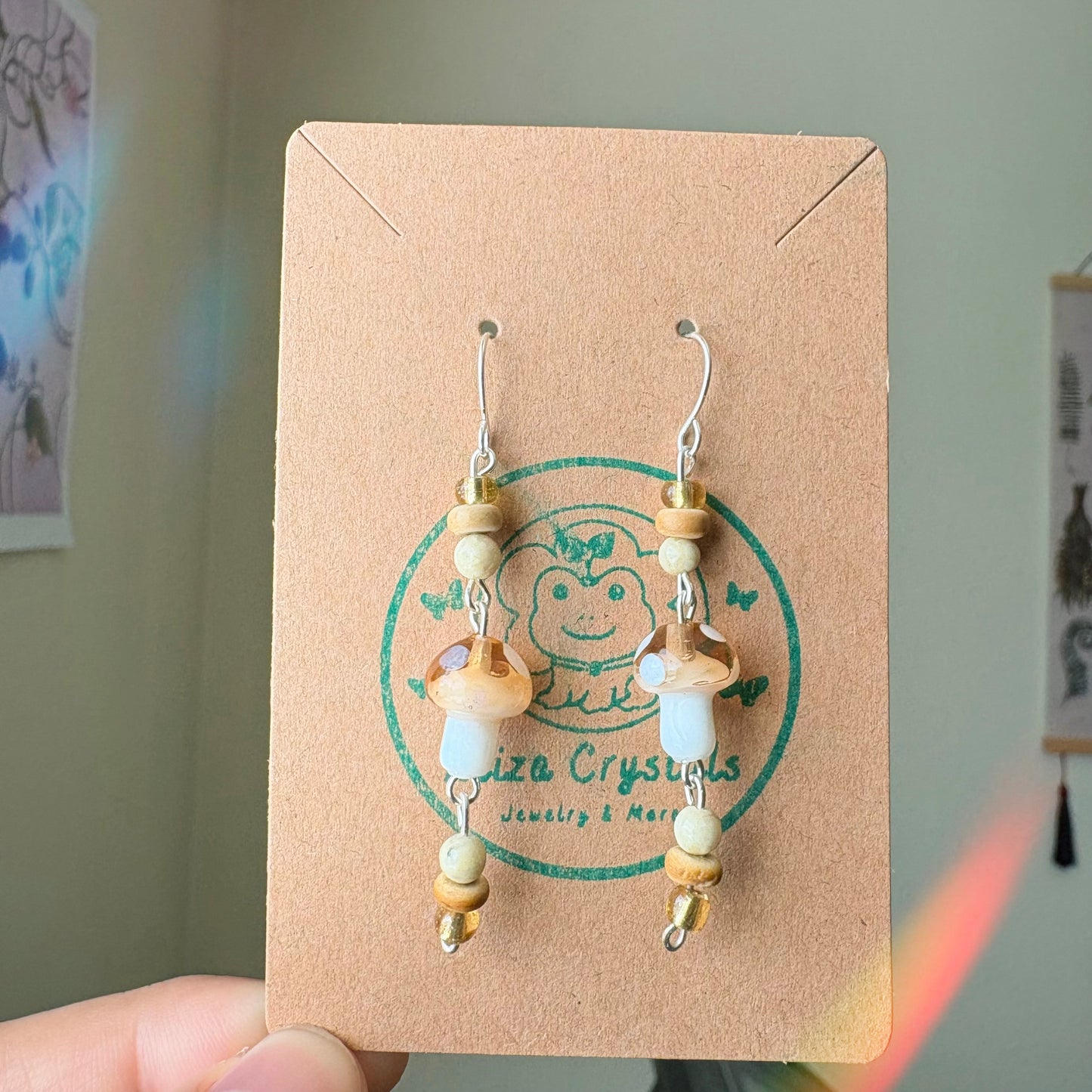 Cream Mushroom Dangle earrings