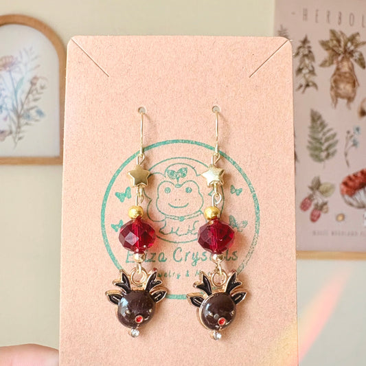 Reindeer Holiday Dangle Earrings