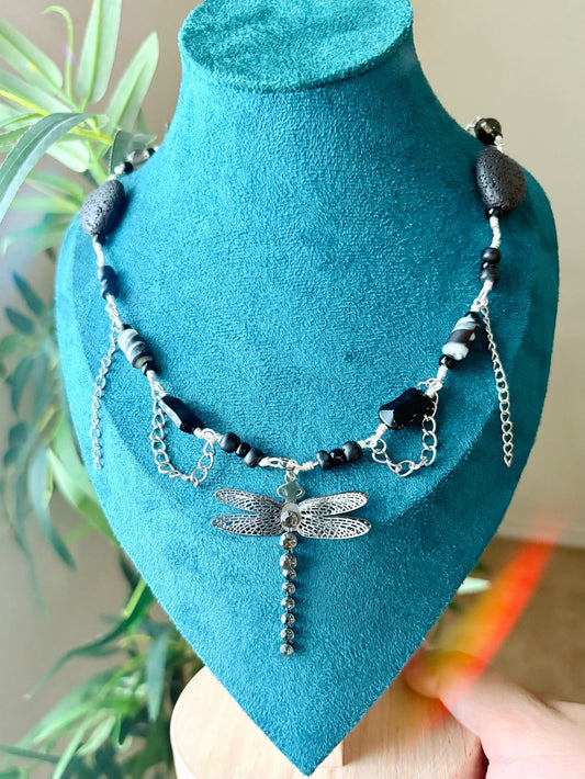 Dark Wings &amp; Silver Dreams ~Silver plated Whimsygoth Necklace