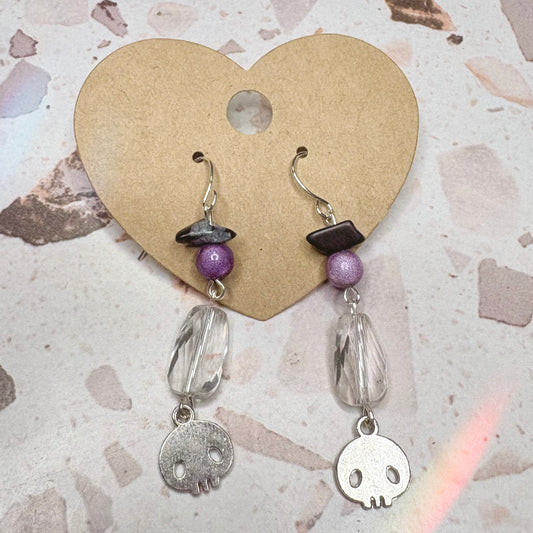 Skull charm dangle earrings