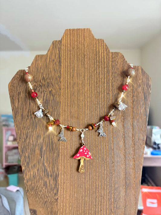 "Whimsical Woodland" -  Mushroom Charm Necklace