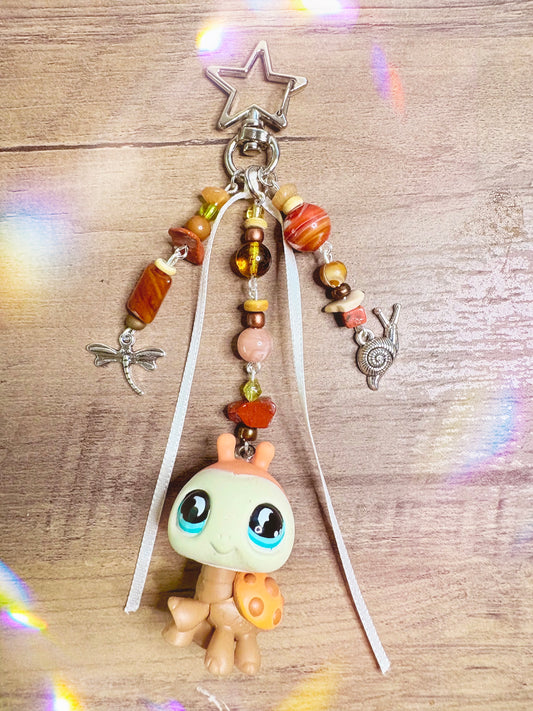 Handmade LPS cute Y2K ladybug Keychain: Beaded Charm