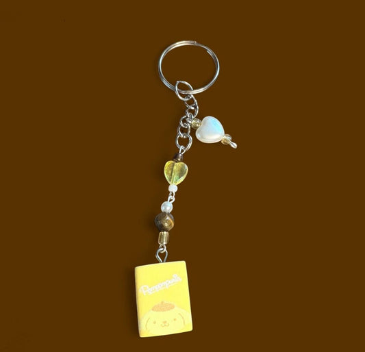 Cute book pom pom purin kawaii keychain