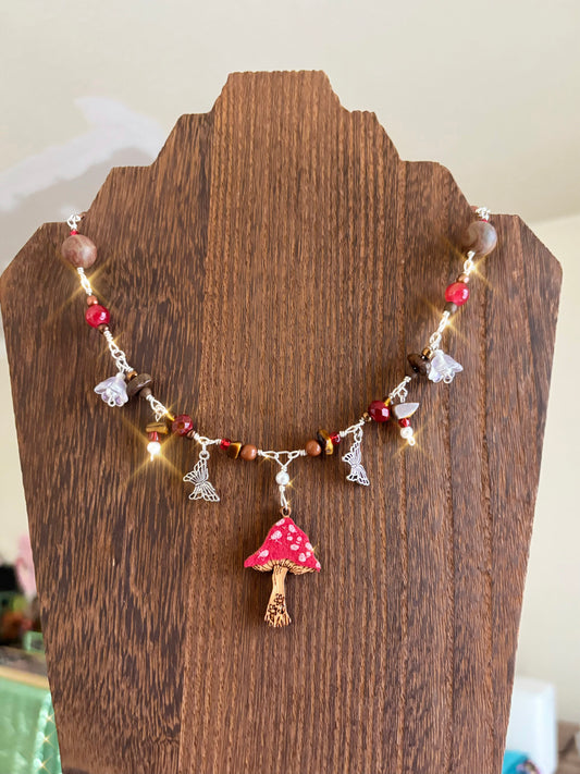 "Whimsical Woodland" -  Mushroom Charm Necklace