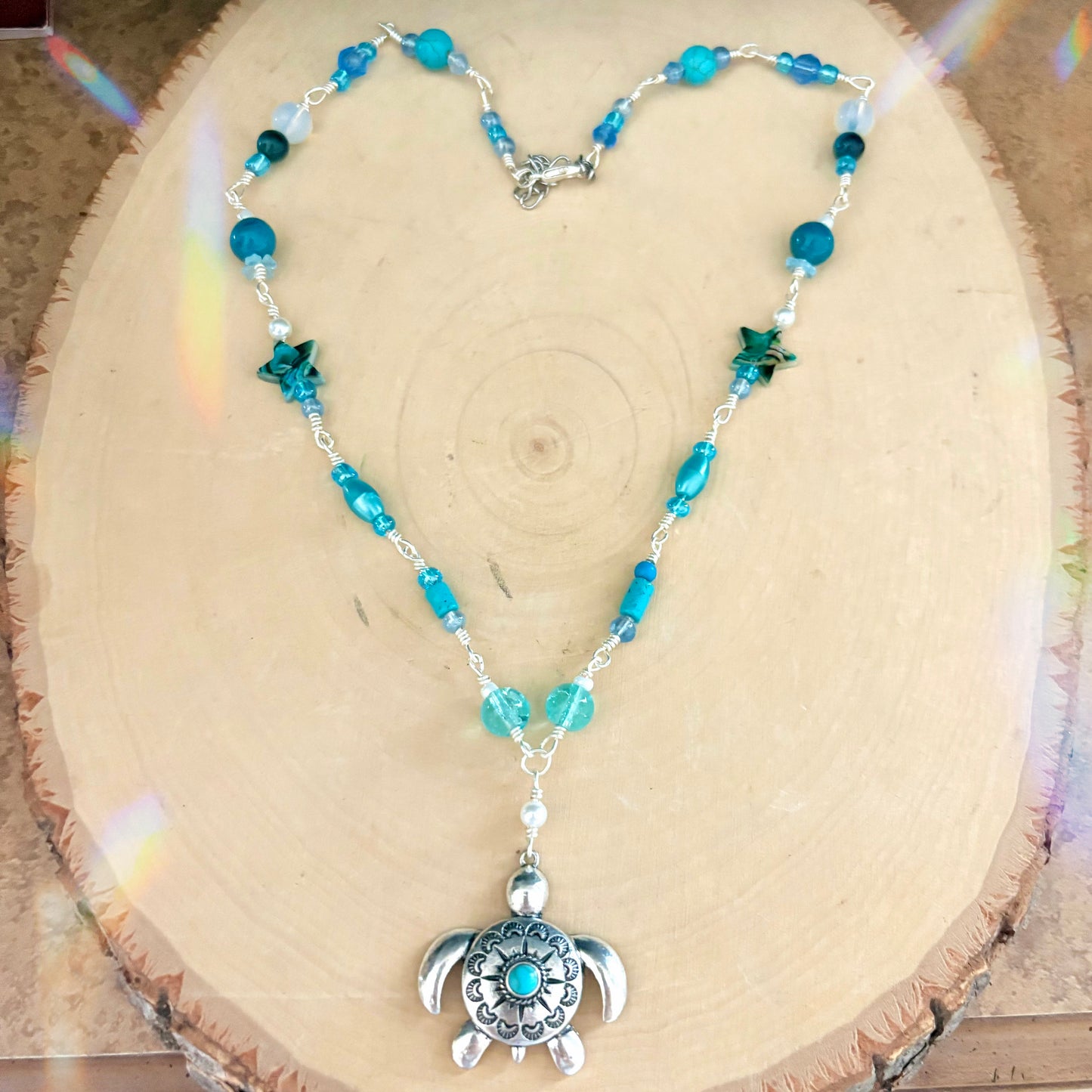 Turtle Turquoise Beaded Necklace
