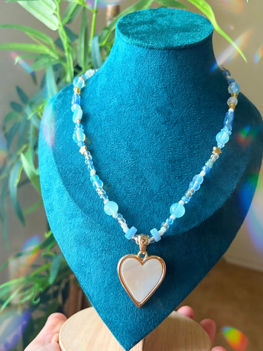 “ Heart of pearl” - blue beaded necklace