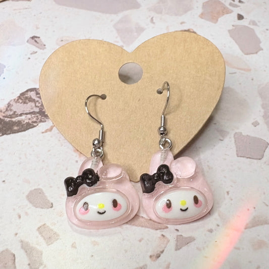 My melody black bow earrings