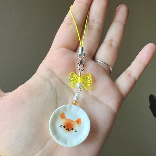 Cute yellow cat plate phonecharm
