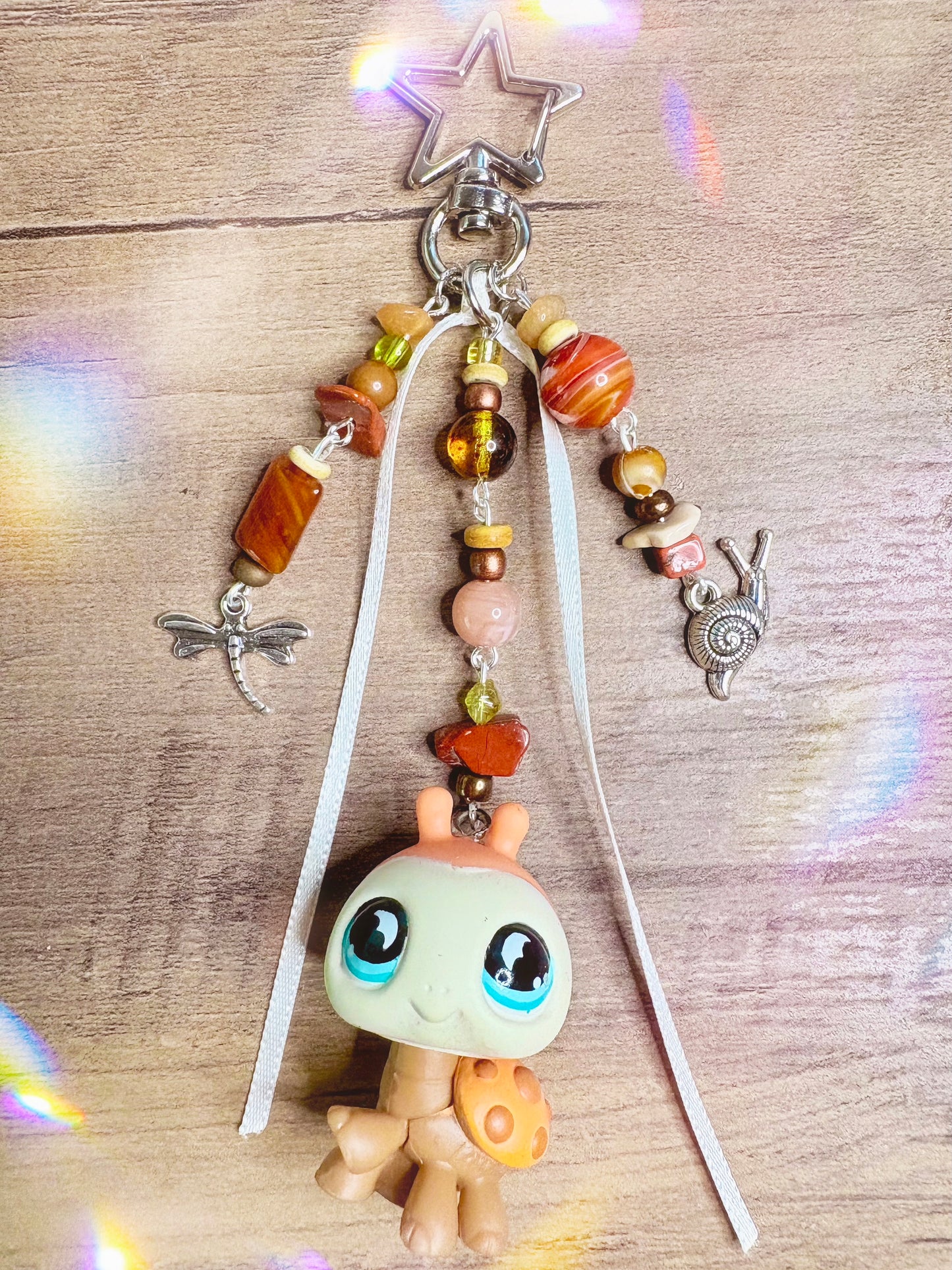 Handmade LPS cute Y2K ladybug Keychain: Beaded Charm