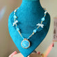 "Blue kitty" - vintage gold plated beaded necklace