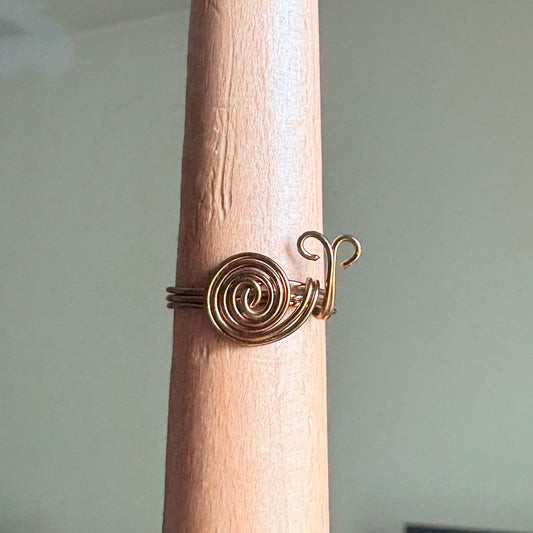 "Enchanted Snail" Spiral Wire wrapped Ring - Antique Brown