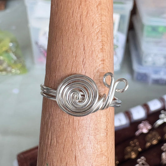 "Enchanted Snail" Spiral Wire wrapped Ring - Silver