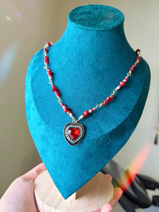 “Queen of Hearts” - gold plated beaded necklace