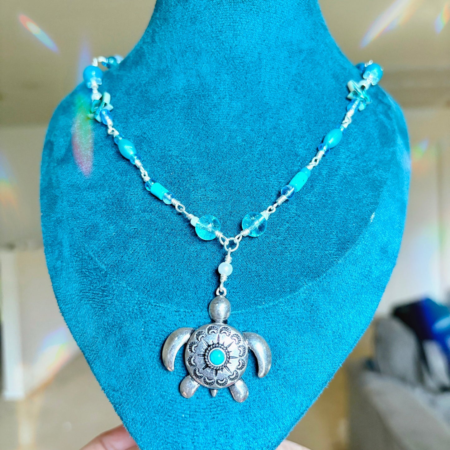 Turtle Turquoise Beaded Necklace