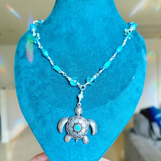 Turtle Turquoise Beaded Necklace