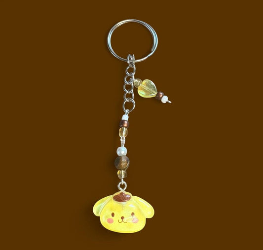 Cute resin pom pom purin glitter kawaii keychain