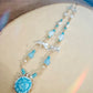 "Blue kitty" - vintage gold plated beaded necklace