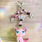 Handmade LPS Pink Y2K mouse Keychain: Beaded Charm