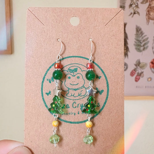 Christmas tree star holiday Dangle Earrings