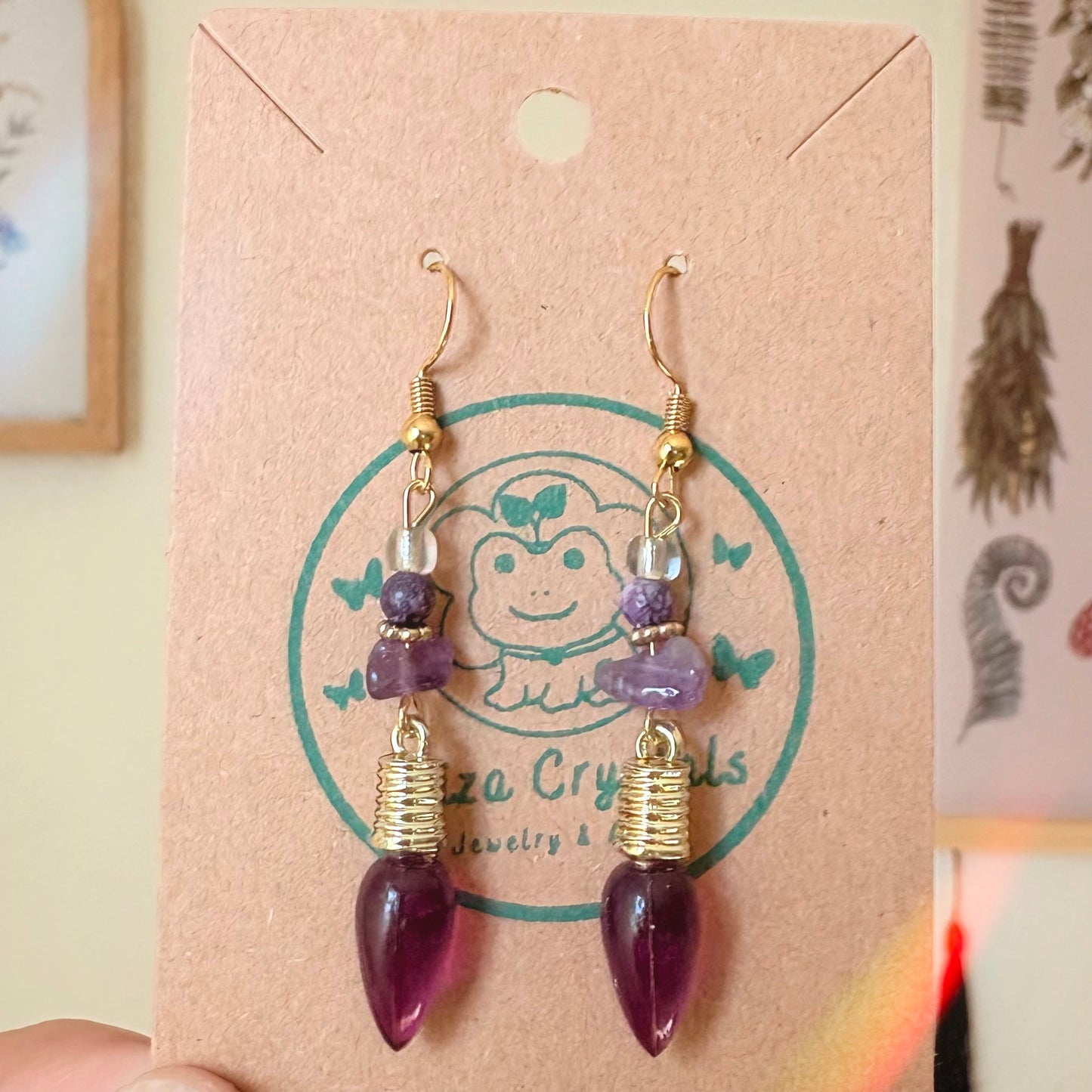 Purple Christmas lights holiday Dangle Earrings