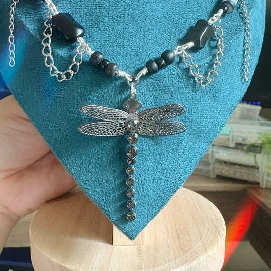 Dark Wings &amp; Silver Dreams ~Silver plated Whimsygoth Necklace