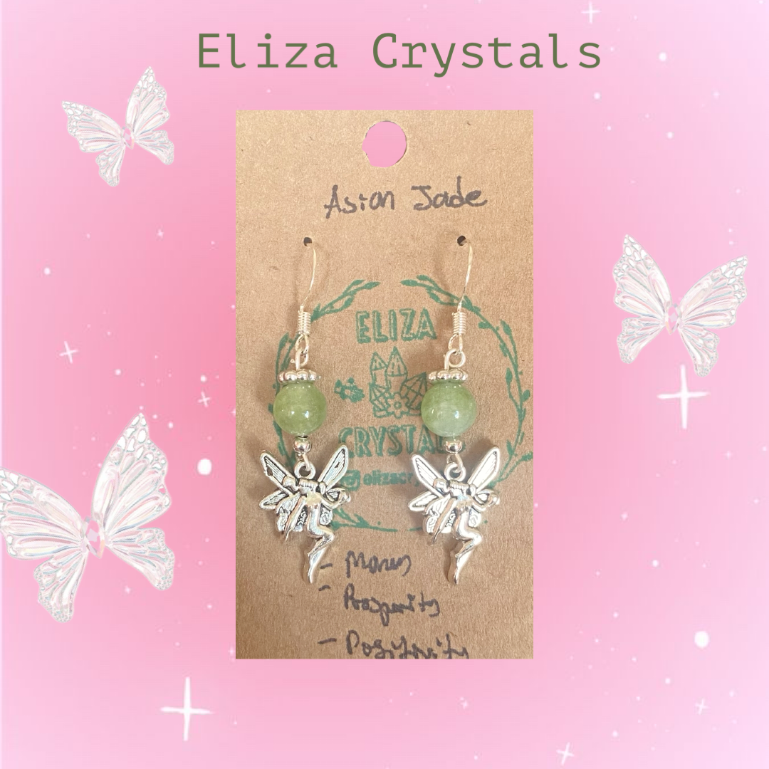 Asian Jade Fairy Crystal Earrings