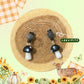 Harvest Fall Black Mushroom Larvikite Earrings