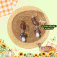 Harvest Fall Purple Mushroom Strawberry Quartz Earrings